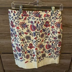 New loft floral print stretch skirt w liner and zip back